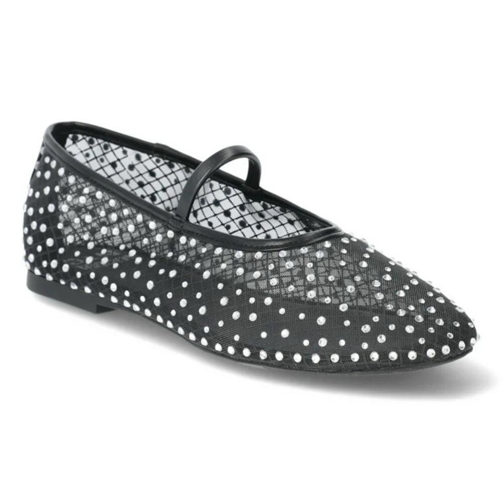 Steve Madden NYC Women’s SIZE 6 Mesh Ballet Flats with Rhinestones COLOR BLACK